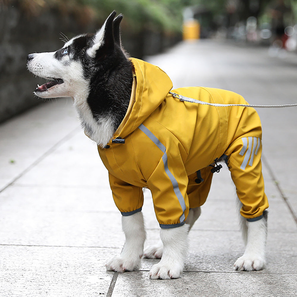 Waterproof Dog Raincoat with Reflective Strips - Lightweight Rain Jacket for Small & Medium Dogs