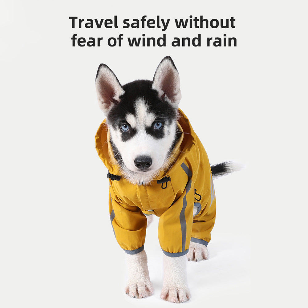 Waterproof Dog Raincoat with Reflective Strips - Lightweight Rain Jacket for Small & Medium Dogs