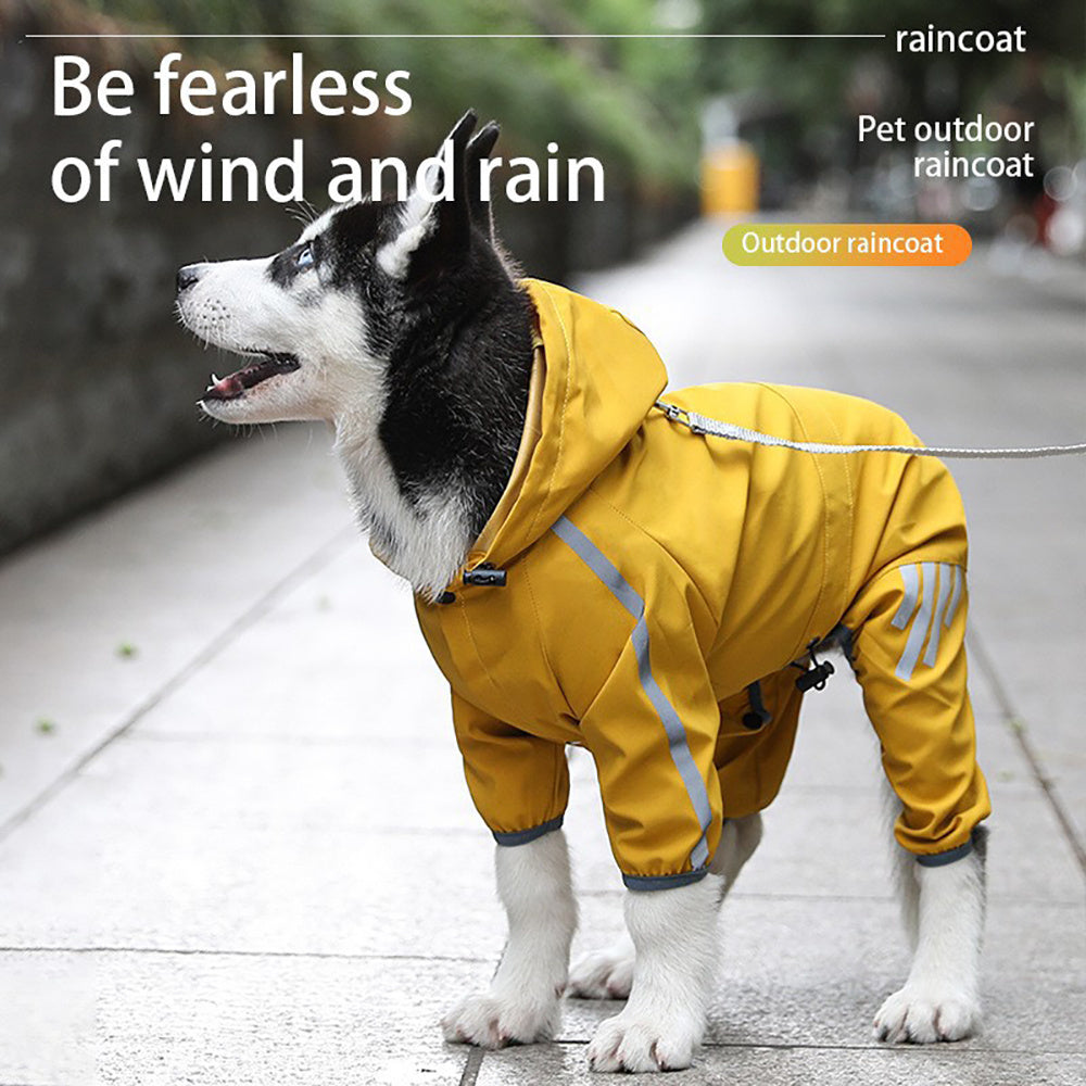 Waterproof Dog Raincoat with Reflective Strips - Lightweight Rain Jacket for Small & Medium Dogs