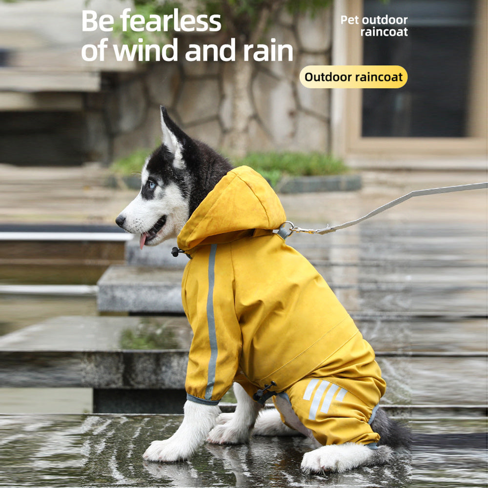 Waterproof Dog Raincoat with Reflective Strips - Lightweight Rain Jacket for Small & Medium Dogs